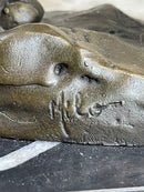 Panther Mountain Lion Big Cat Bronze Sculpture on Marble Base