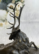 Bronze Marble Elk Hunter Buck Stag Trophy Sculpture Art Deco