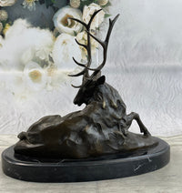 Bronze Marble Elk Hunter Buck Stag Trophy Sculpture Art Deco