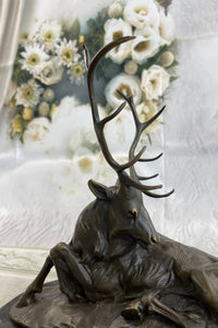 Bronze Marble Elk Hunter Buck Stag Trophy Sculpture Art Deco