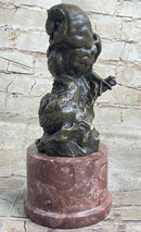 Bronze Sculpture of Two Owls on Red Marble Base Signed Milo
