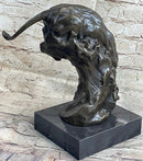 Pouncing Cougar Mountain Lion Bronze Sculpture 11.5" x 12"