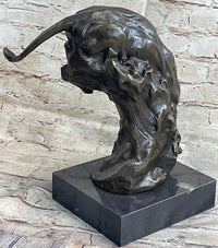 Pouncing Cougar Mountain Lion Bronze Sculpture 11.5" x 12"
