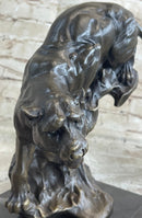 Pouncing Cougar Mountain Lion Bronze Sculpture 11.5" x 12"