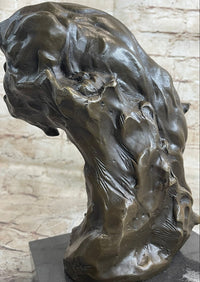 Pouncing Cougar Mountain Lion Bronze Sculpture 11.5" x 12"