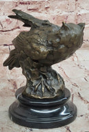 Signed Original Artwork by Miguel Lopez Detailed Owl on a Prey Bronze Statue