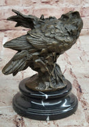 Signed Original Artwork by Miguel Lopez Detailed Owl on a Prey Bronze Statue