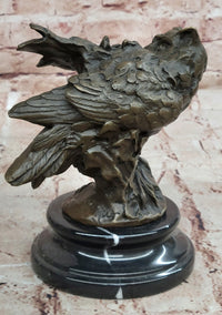 Signed Original Artwork by Miguel Lopez Detailed Owl on a Prey Bronze Statue