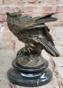 Signed Original Artwork by Miguel Lopez Detailed Owl on a Prey Bronze Statue