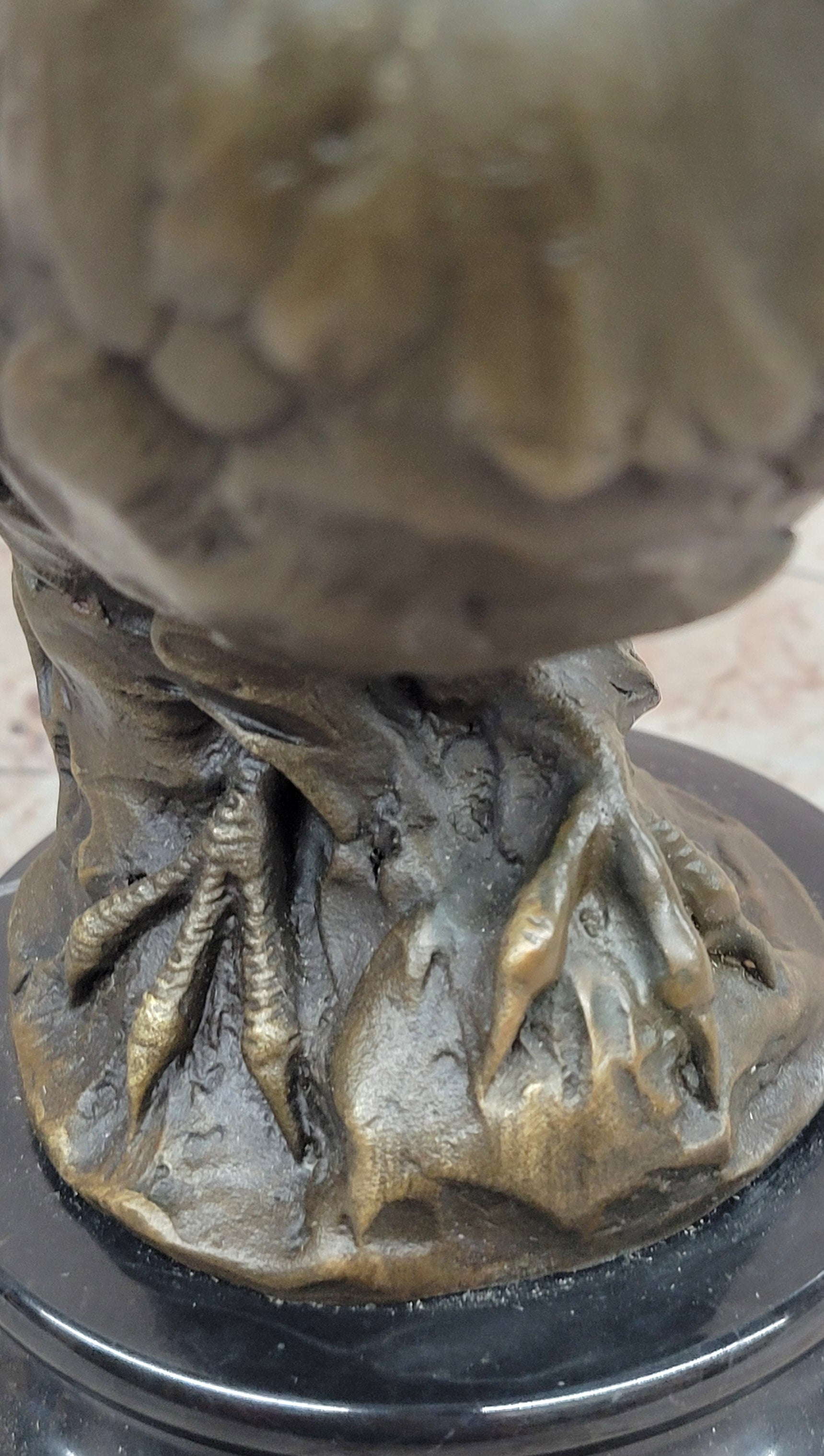 Signed Original Artwork by Miguel Lopez Detailed Owl on a Prey Bronze Statue