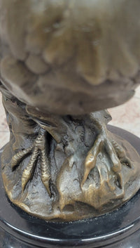 Signed Original Artwork by Miguel Lopez Detailed Owl on a Prey Bronze Statue