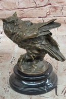 Signed Original Artwork by Miguel Lopez Detailed Owl on a Prey Bronze Statue