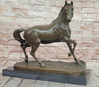 Genuine Bronze Prancing Stallion Horse by Barye Bronco Mustang Equestrian Statue