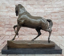 Genuine Bronze Prancing Stallion Horse by Barye Bronco Mustang Equestrian Statue