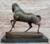 Genuine Bronze Prancing Stallion Horse by Barye Bronco Mustang Equestrian Statue