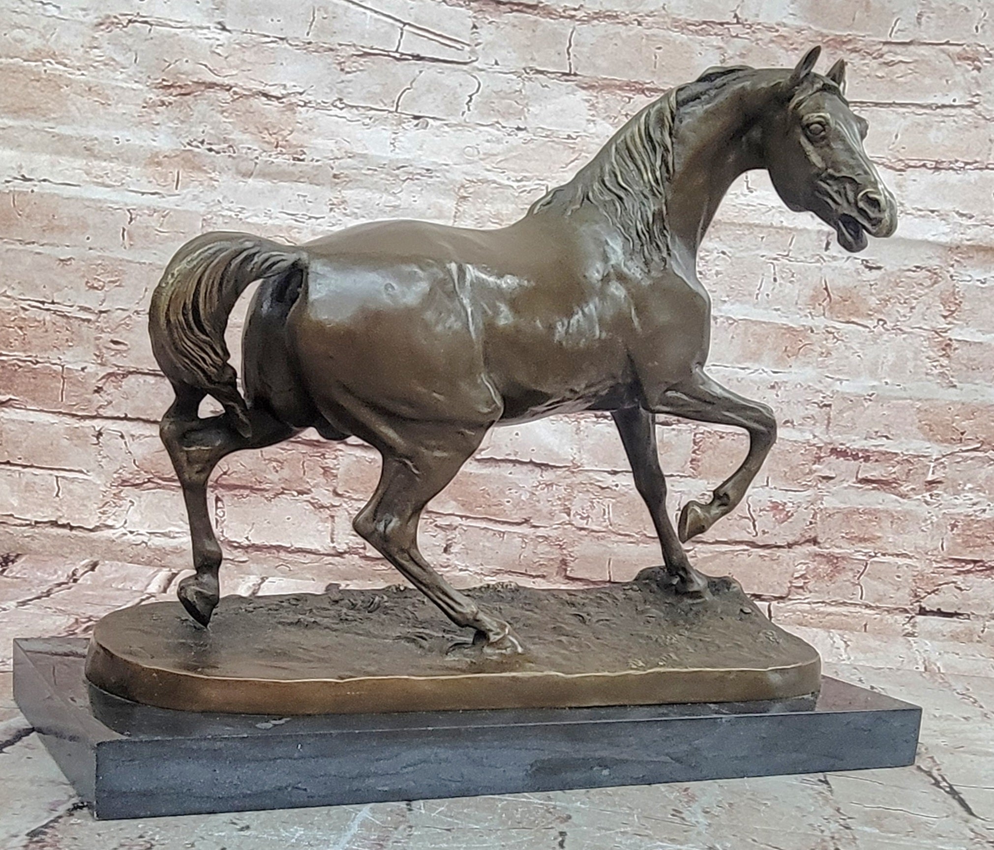 Genuine Bronze Prancing Stallion Horse by Barye Bronco Mustang Equestrian Statue