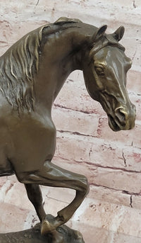 Genuine Bronze Prancing Stallion Horse by Barye Bronco Mustang Equestrian Statue