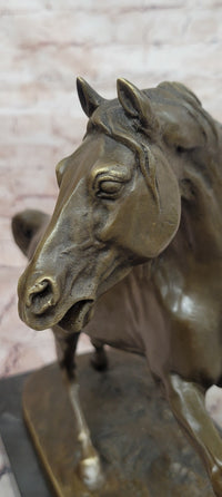 Genuine Bronze Prancing Stallion Horse by Barye Bronco Mustang Equestrian Statue