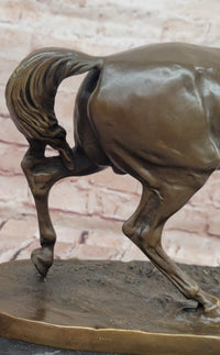 Genuine Bronze Prancing Stallion Horse by Barye Bronco Mustang Equestrian Statue