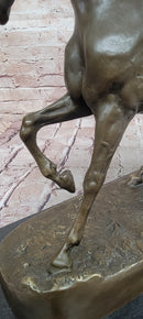 Genuine Bronze Prancing Stallion Horse by Barye Bronco Mustang Equestrian Statue