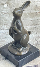 Signed Original Milo European Bronze Bunny W/ Carrot Sculpture