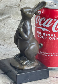 Signed Original Milo European Bronze Bunny W/ Carrot Sculpture