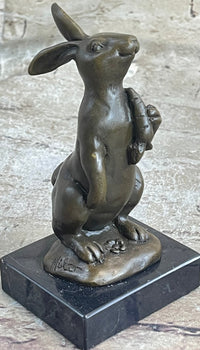 Signed Original Milo European Bronze Bunny W/ Carrot Sculpture