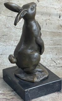 Signed Original Milo European Bronze Bunny W/ Carrot Sculpture