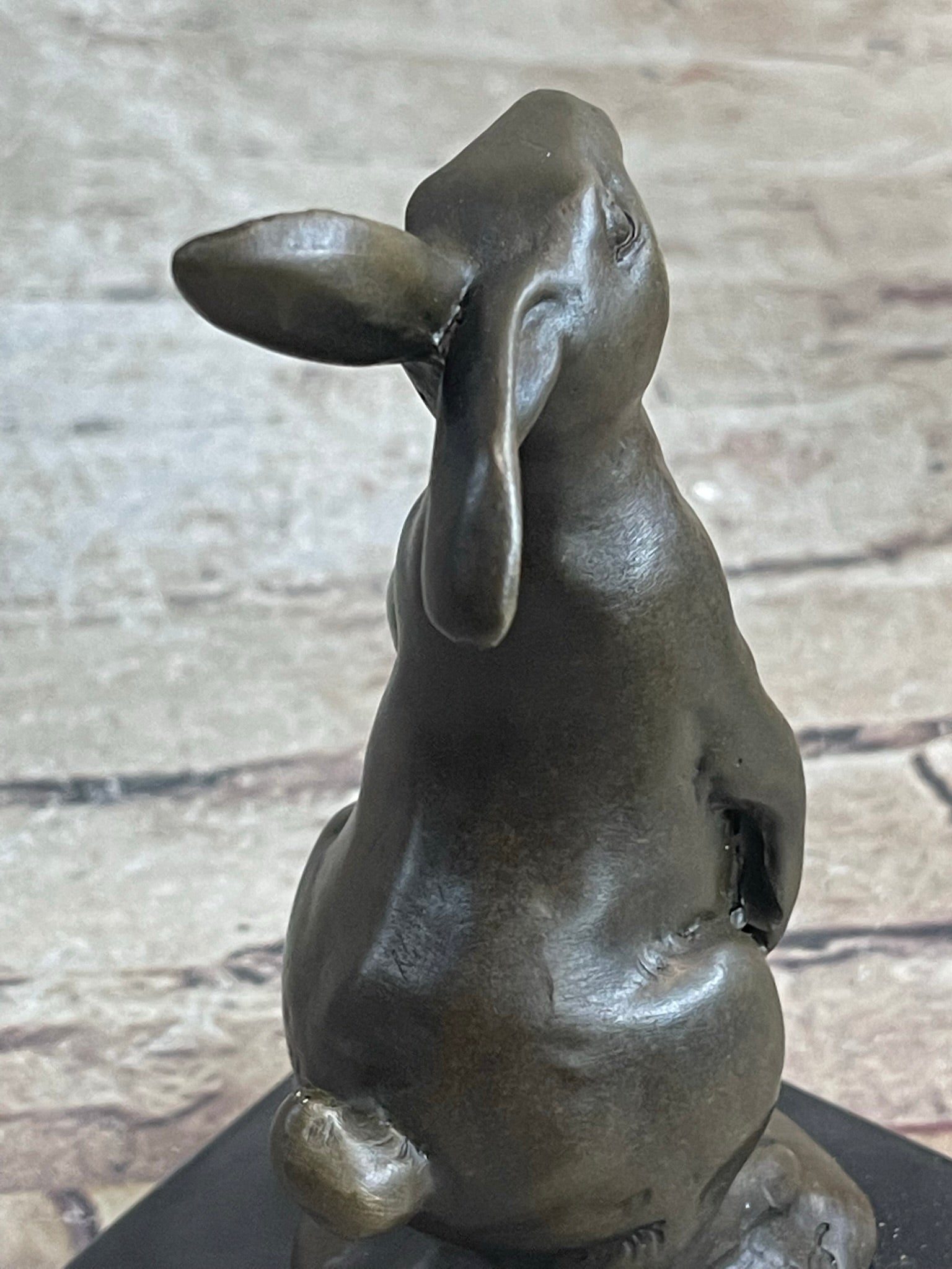 Signed Original Milo European Bronze Bunny W/ Carrot Sculpture
