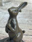 Signed Original Milo European Bronze Bunny W/ Carrot Sculpture
