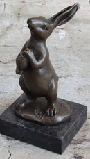 Cuddly Lil Lady Bunny Carrot Basket Bronze Sculpture