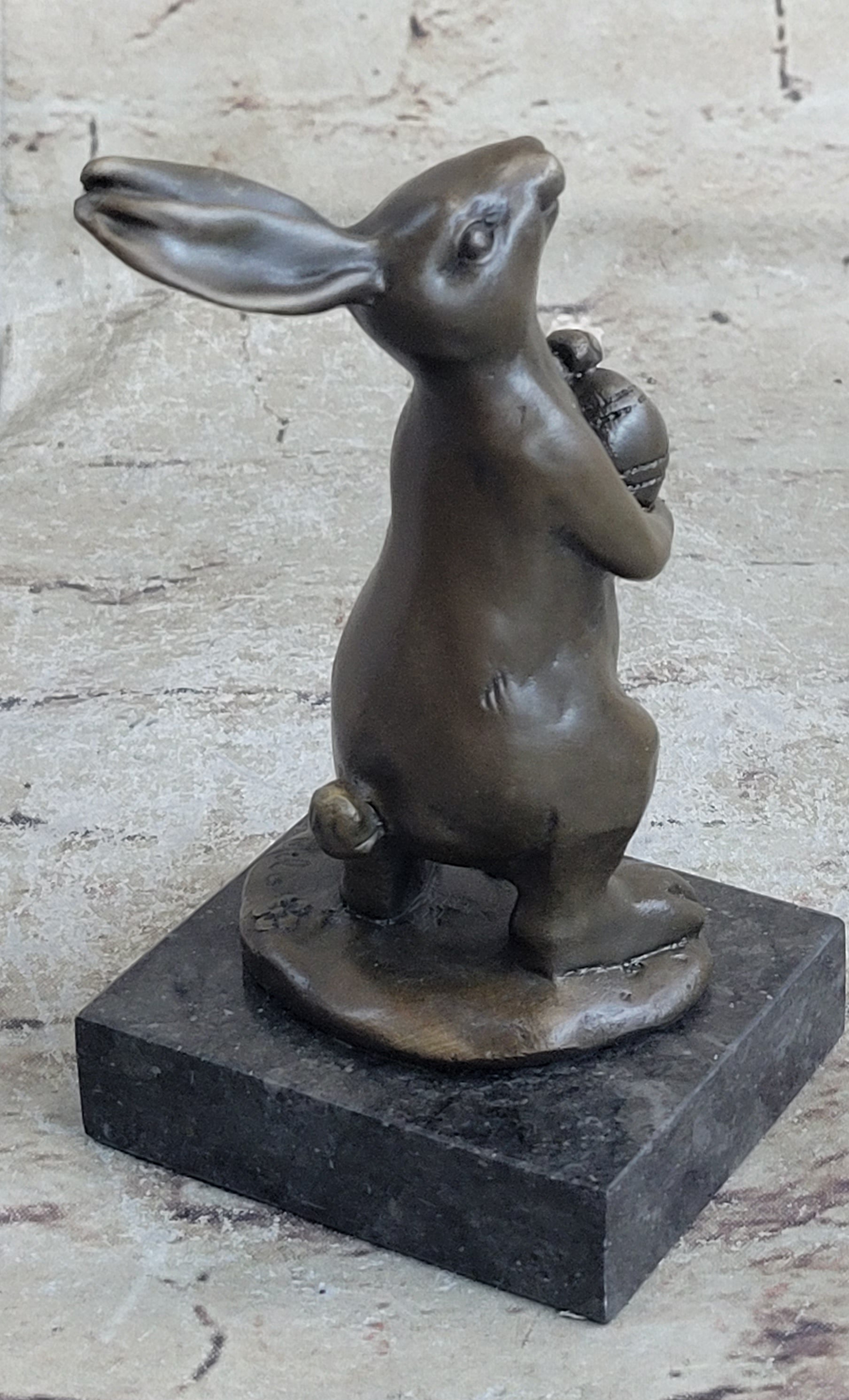 Cuddly Lil Lady Bunny Carrot Basket Bronze Sculpture