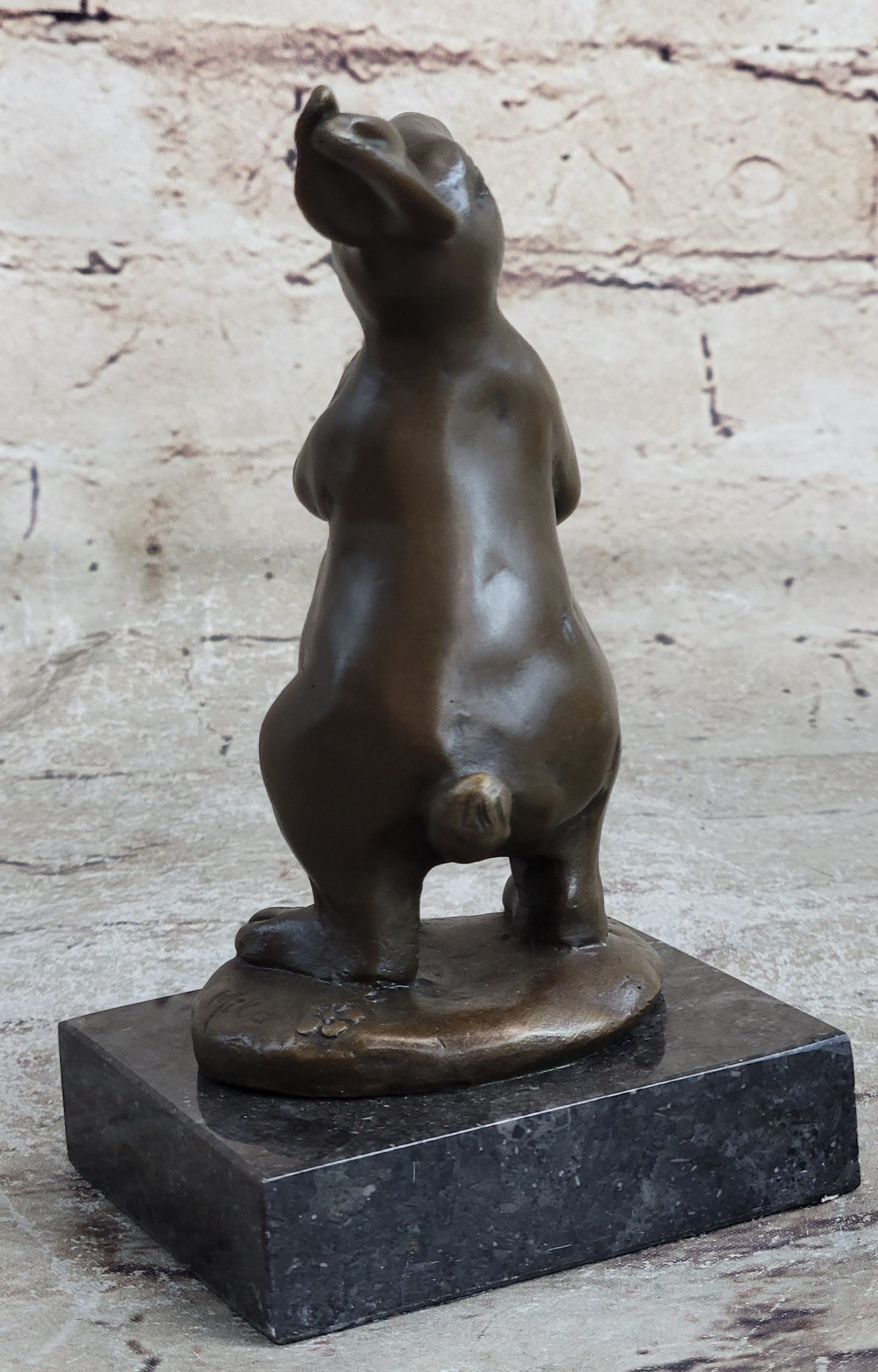 Cuddly Lil Lady Bunny Carrot Basket Bronze Sculpture