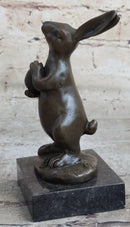 Cuddly Lil Lady Bunny Carrot Basket Bronze Sculpture