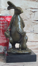 Easter Bunnies Rabbit Holding Basket of Eggs Bronze Sculpture