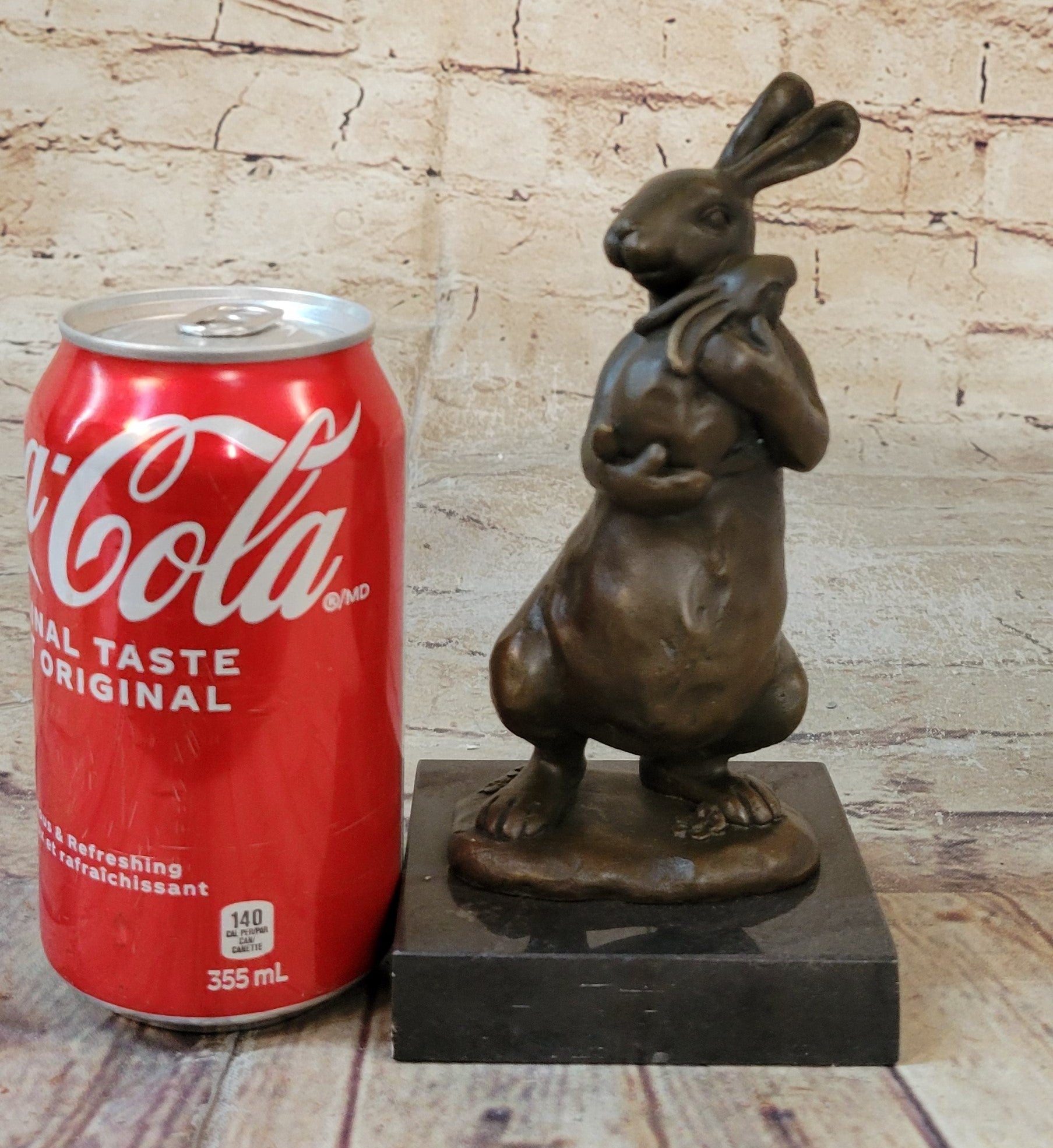 Bronze Sculpture of Bunny Rabbit Holding Baby by Milo