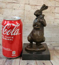 Bronze Sculpture of Bunny Rabbit Holding Baby by Milo