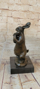 Bronze Sculpture of Bunny Rabbit Holding Baby by Milo
