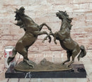 Signed Milo Fighting Horses Bronze Sculpture Stallions Hot Cast Figurine