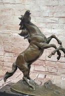 Signed Milo Fighting Horses Bronze Sculpture Stallions Hot Cast Figurine