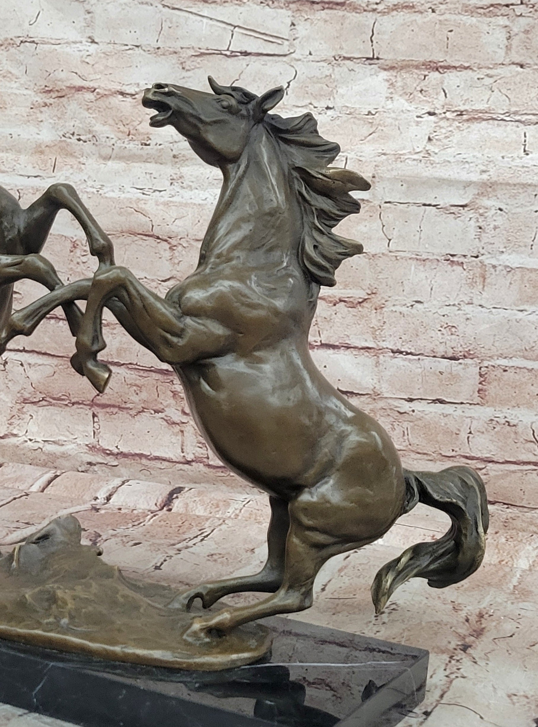 Signed Milo Fighting Horses Bronze Sculpture Stallions Hot Cast Figurine
