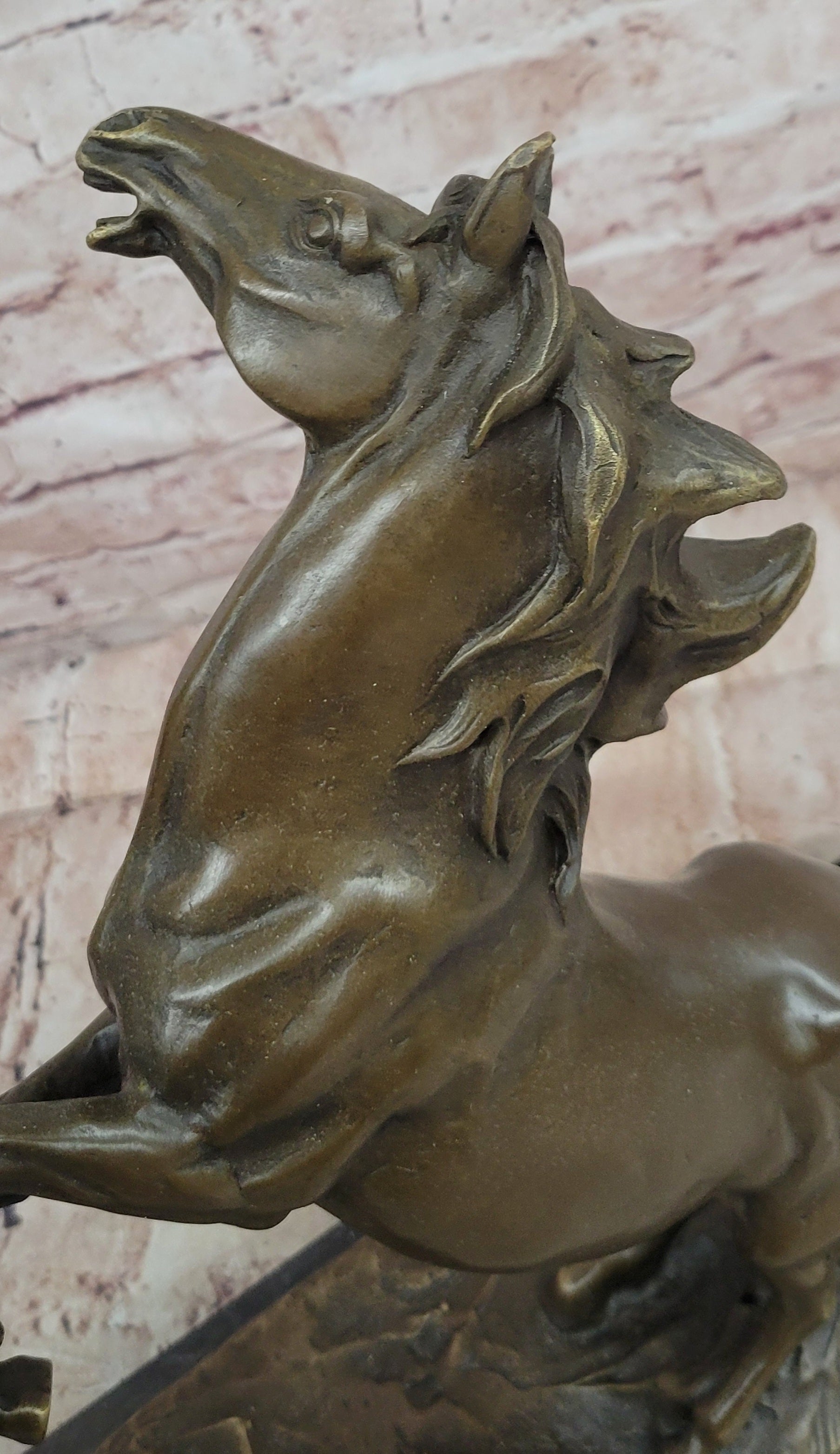 Signed Milo Fighting Horses Bronze Sculpture Stallions Hot Cast Figurine