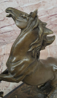 Signed Milo Fighting Horses Bronze Sculpture Stallions Hot Cast Figurine
