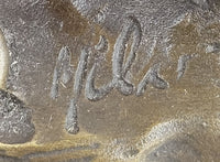 Signed Milo Fighting Horses Bronze Sculpture Stallions Hot Cast Figurine
