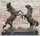 Signed Milo Fighting Horses Bronze Sculpture Stallions Hot Cast Figurine
