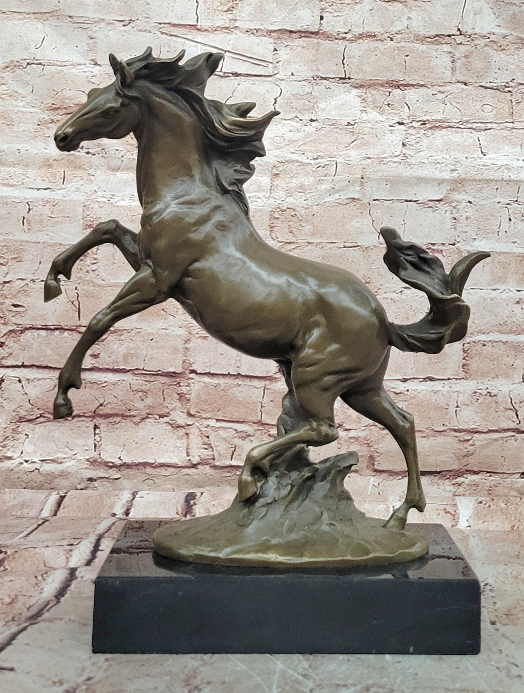 Realistic and Dynamic Bronze Sculpture Shows Wild Horse Signed by Milo