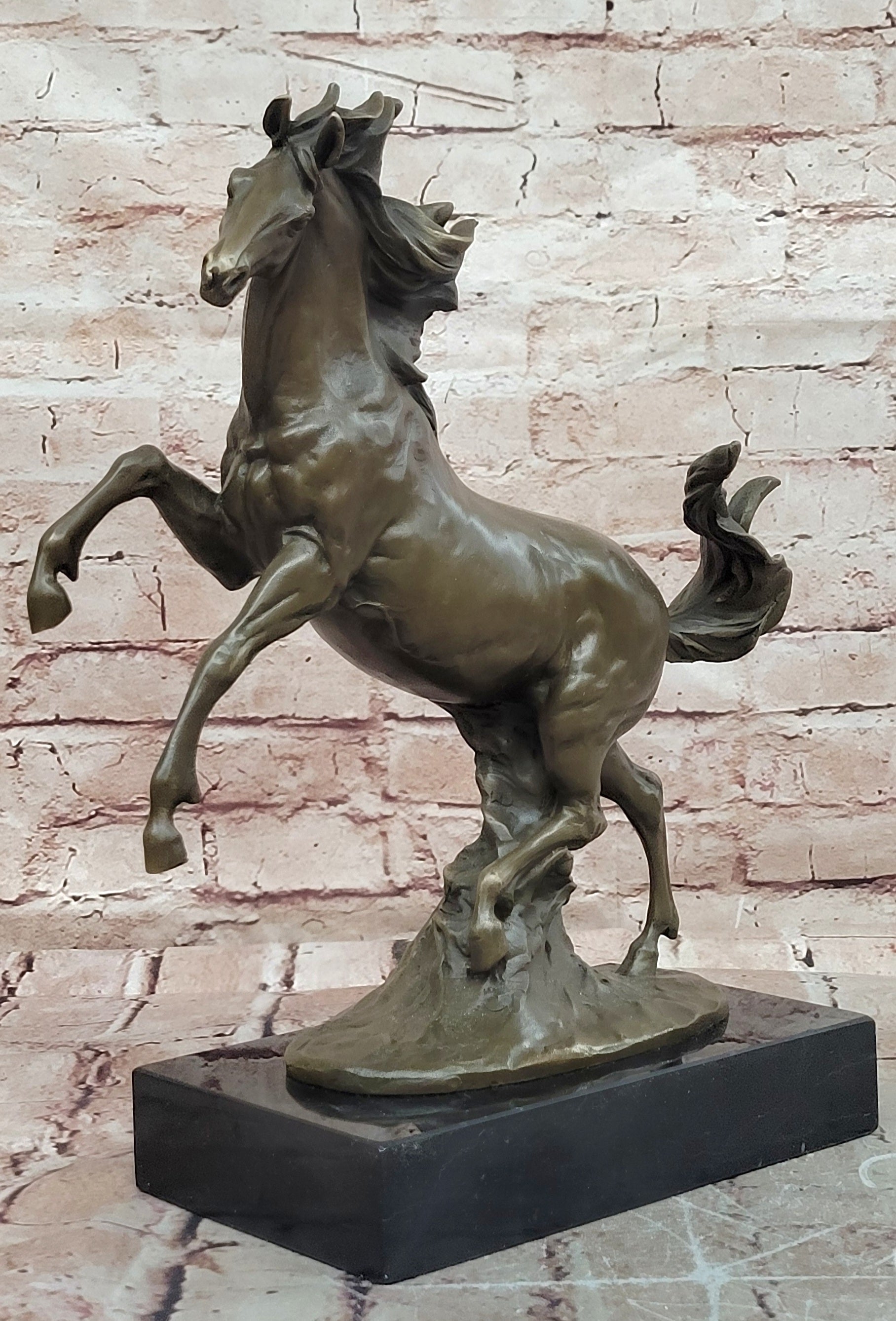Realistic and Dynamic Bronze Sculpture Shows Wild Horse Signed by Milo