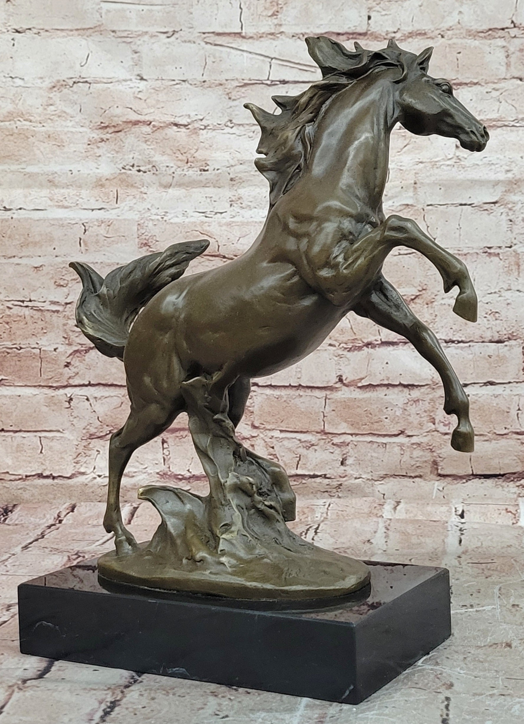 Realistic and Dynamic Bronze Sculpture Shows Wild Horse Signed by Milo