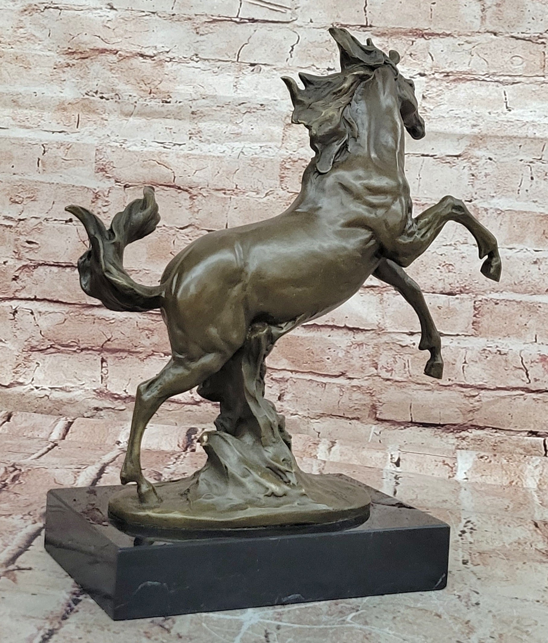Realistic and Dynamic Bronze Sculpture Shows Wild Horse Signed by Milo