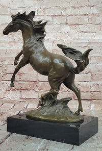 Realistic and Dynamic Bronze Sculpture Shows Wild Horse Signed by Milo
